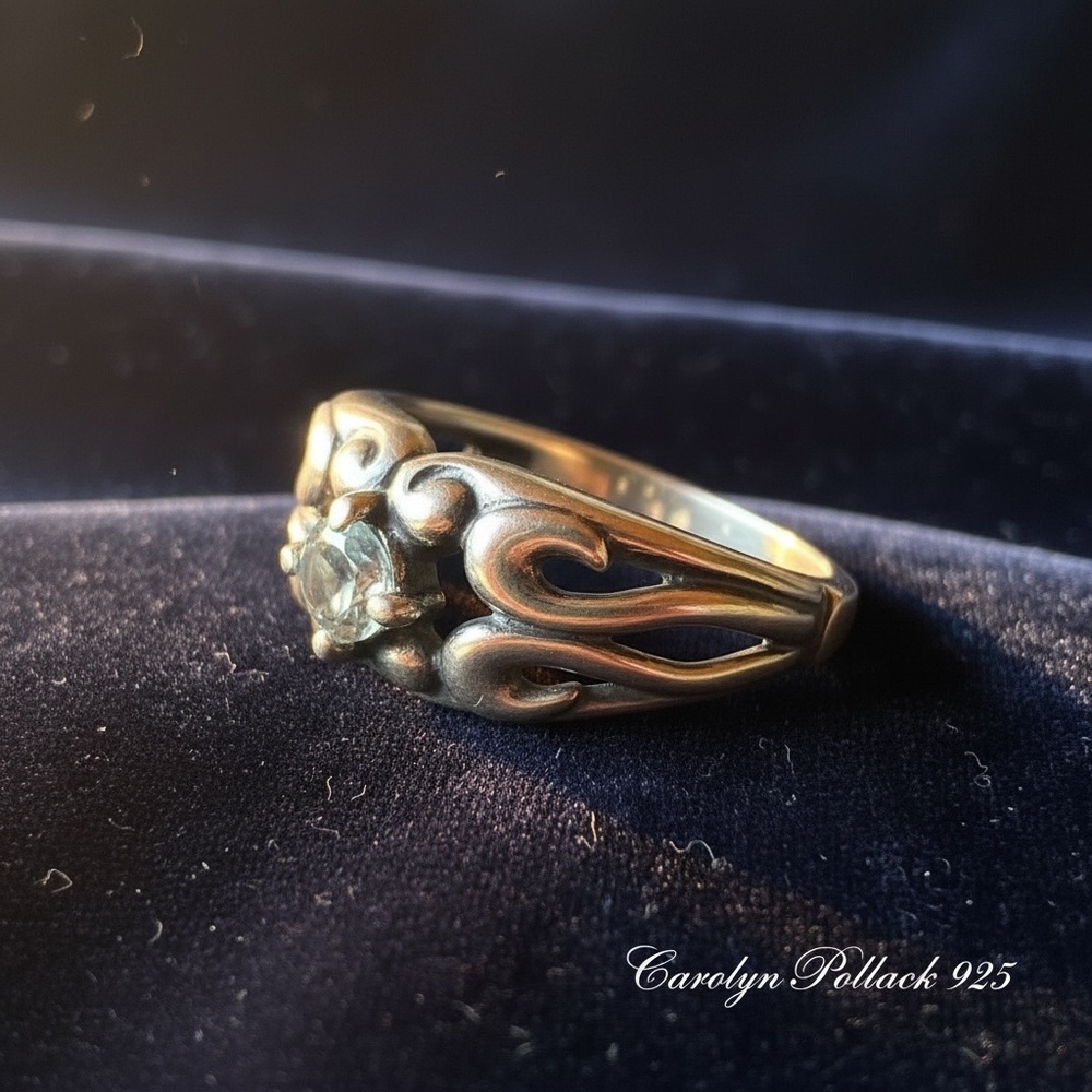 Carolyn Pollack Sterling Silver Blue Topaz Scrollwork Ring - Picture 4 of 7